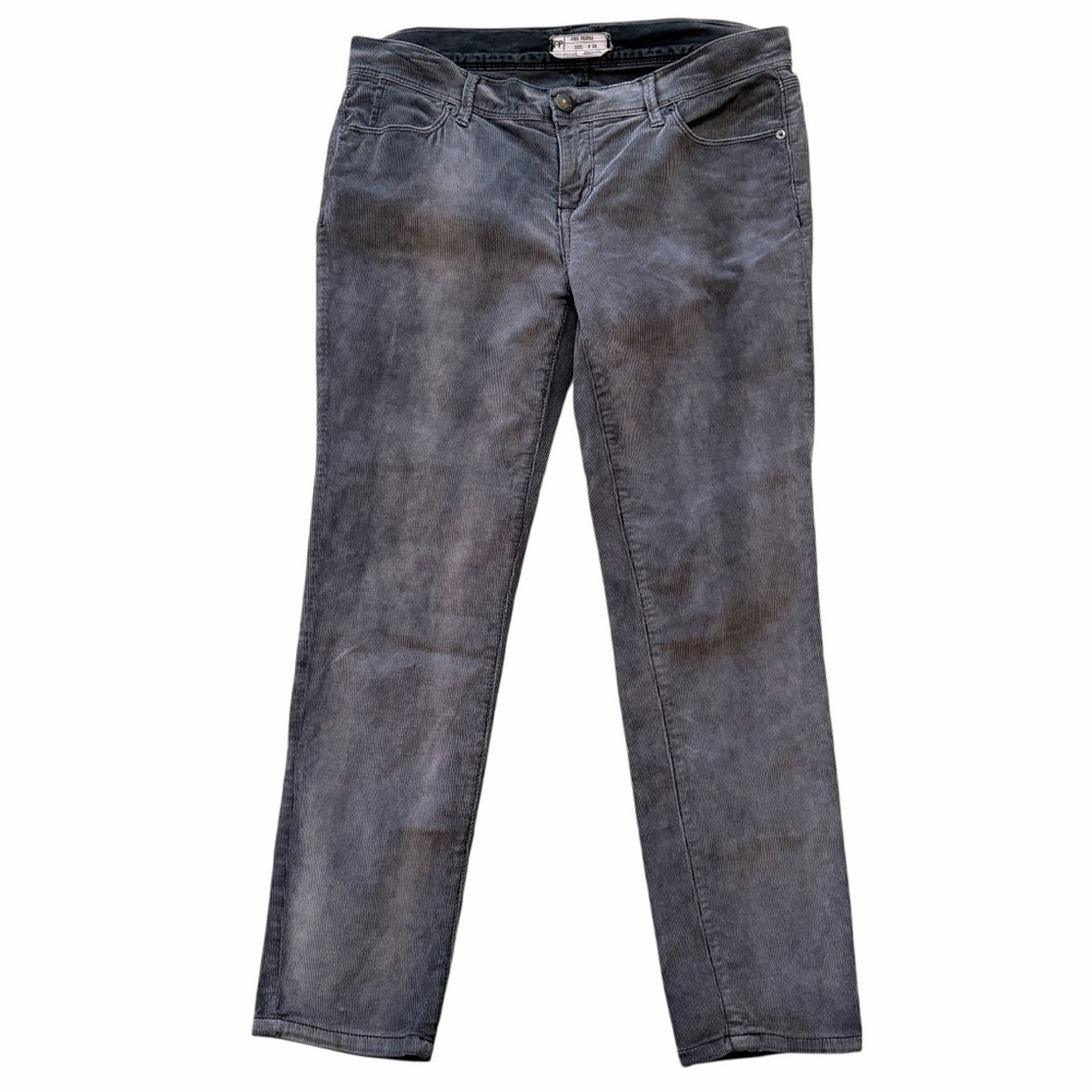 Free People Gray Slim Leg Corduroy Jeans 28